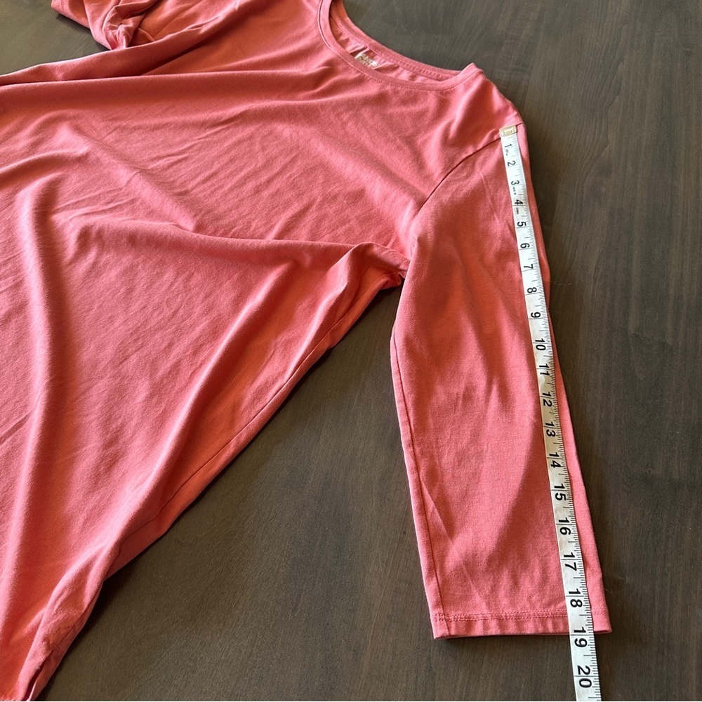 Land’s End Pink Salmon 100% Cotton Medium Tall 3/4 Sleeve T-Shirt - Picture 10 of 10